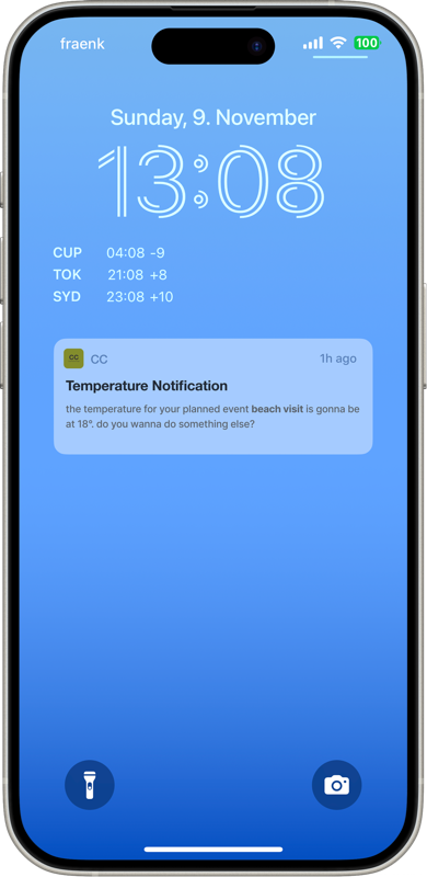 Temperature warning notification