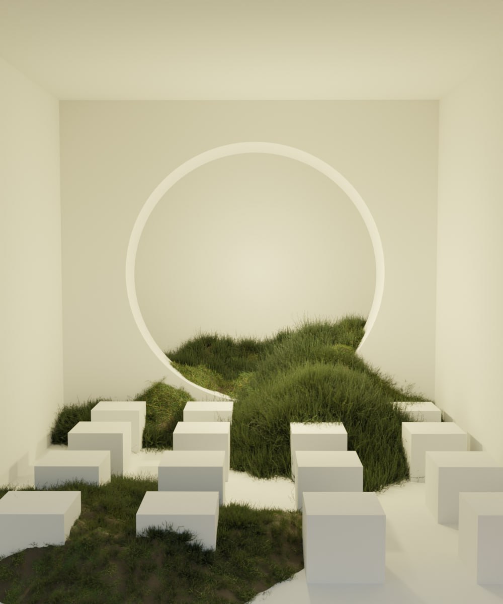 Geometric landscape with grass