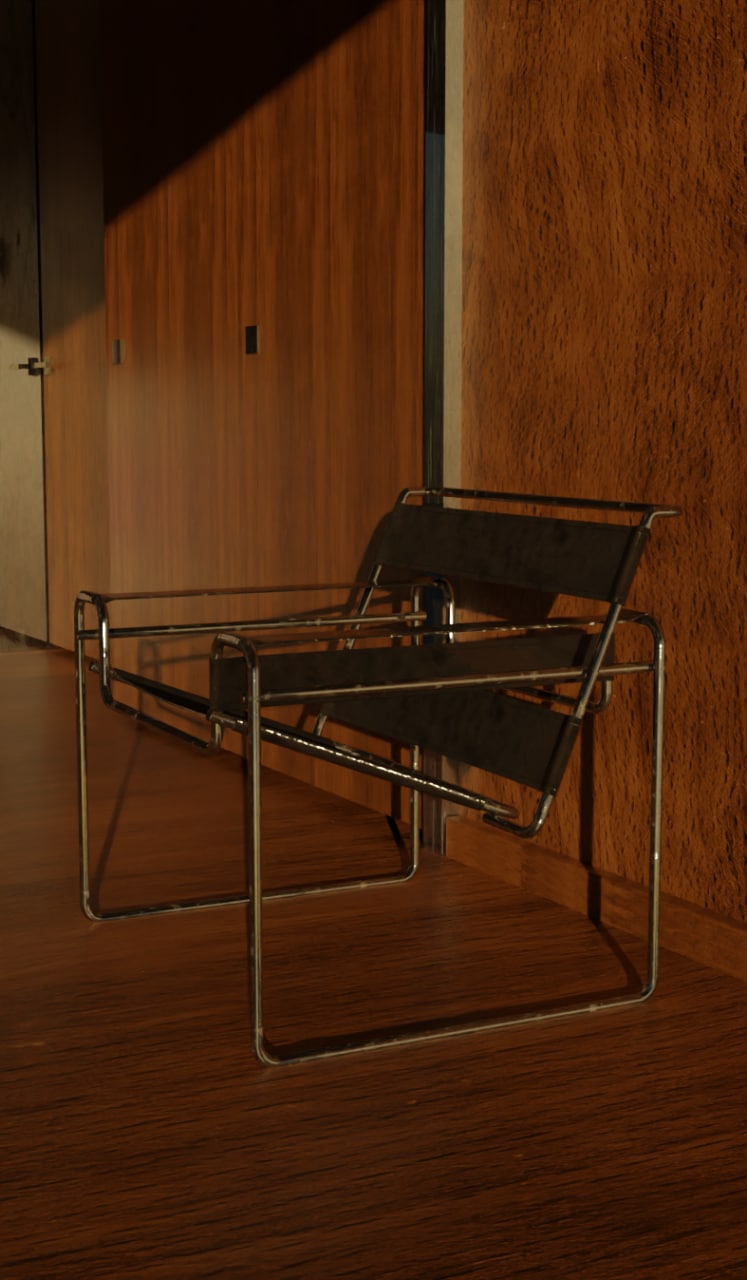 Modern chair in hallway